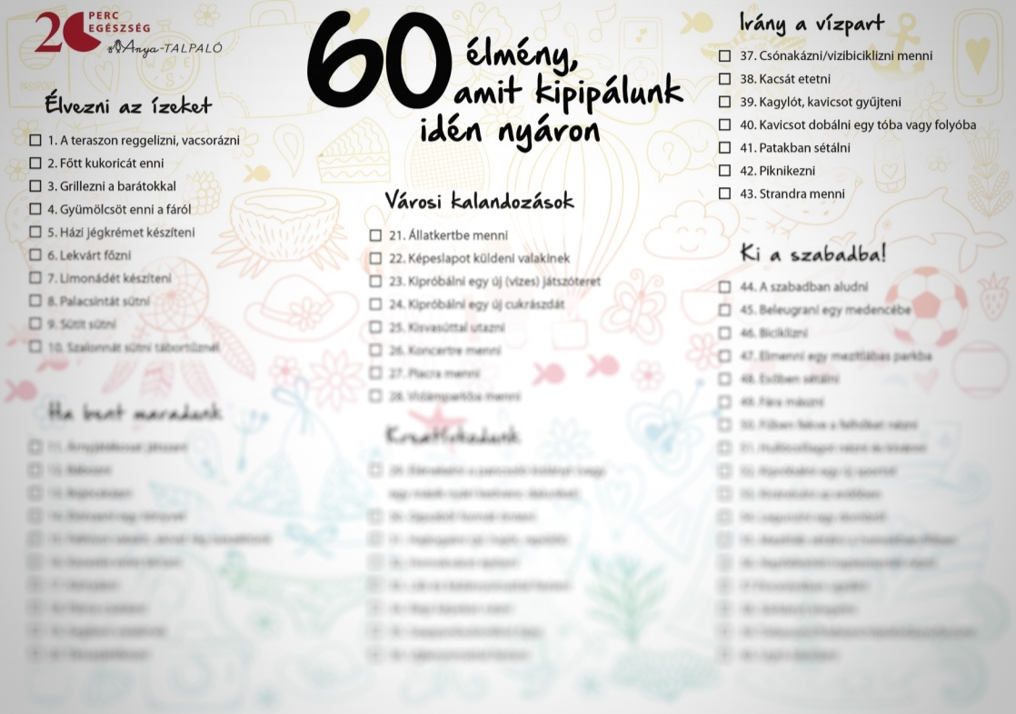 60 élmény, amit kipipálunk idén nyáron